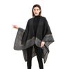 YAYUPLUS Women's Large Poncho/Polero/Shawl Top, Autumn/Winter Knit Cape Coat, Check Pattern, Winter Wear, Stylish Casual Outerwear (Black/Khaki)