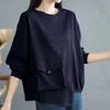 Pullovers Women Long Sleeves Autumn Winter Cotton Blouse Oversized Comfortable Stretch  Solid Color Round Neck Loose Tops
