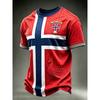 2026 Pánské Norsko Kulatý výstřih Fotbalový dres Plný severský vikingský reliéfní žakár Rychleschnoucí Prodyšný Fanouškovský sportovní dres