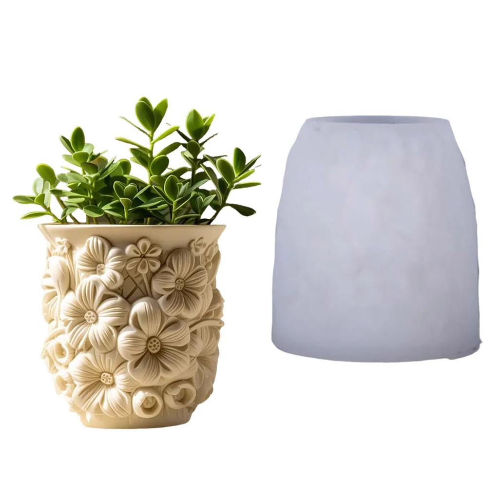 Food Grade Silicone Floral Planter Mold For Resin Crafts And DIY Home Accessories Aromatherapy Candle Cup Vase Mold