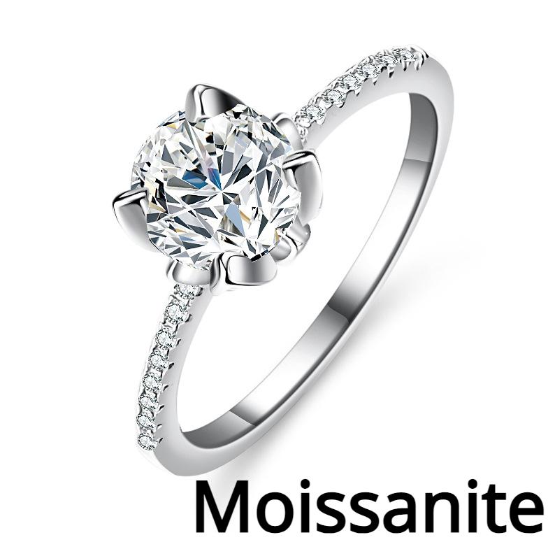 D-Farbe 1 Karat Moissanit-Ring für Frauen, Verlobungsring aus Sterlingsilber, Ehering, Geschenk für Freundin, exquisites Schmuckgeschenk