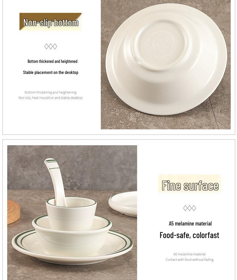 Melamine Four-Piece Table Set: Imitation Porcelain Plastic Bowls & Plates for Restaurants and Hotels