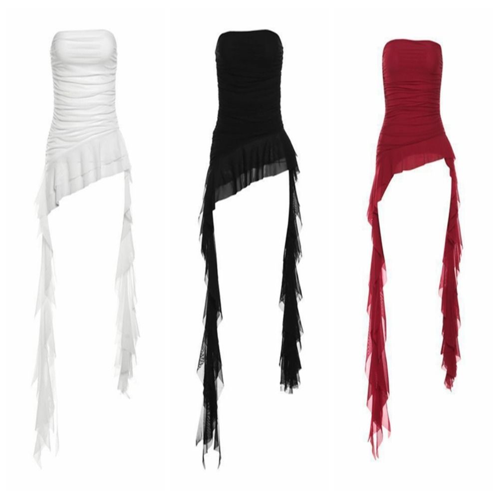 Sweet Irregular Ruffled Vest Spring Summer Cropped Tube Top Fashion Women's Vest Top Beach