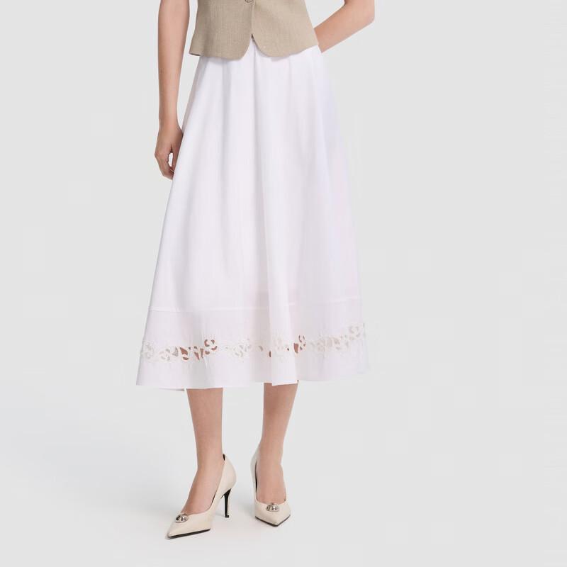 ELLASSAY Women s Hollow Embroidered A-Line Skirt S