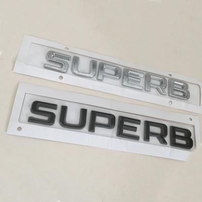 AAABV1 Für Superb Schriftzug Auto Mode Dekorieren Flache Embleme Superb Emblem Aufkleber Schwarz Glänzend & Silber Zubehör Neu