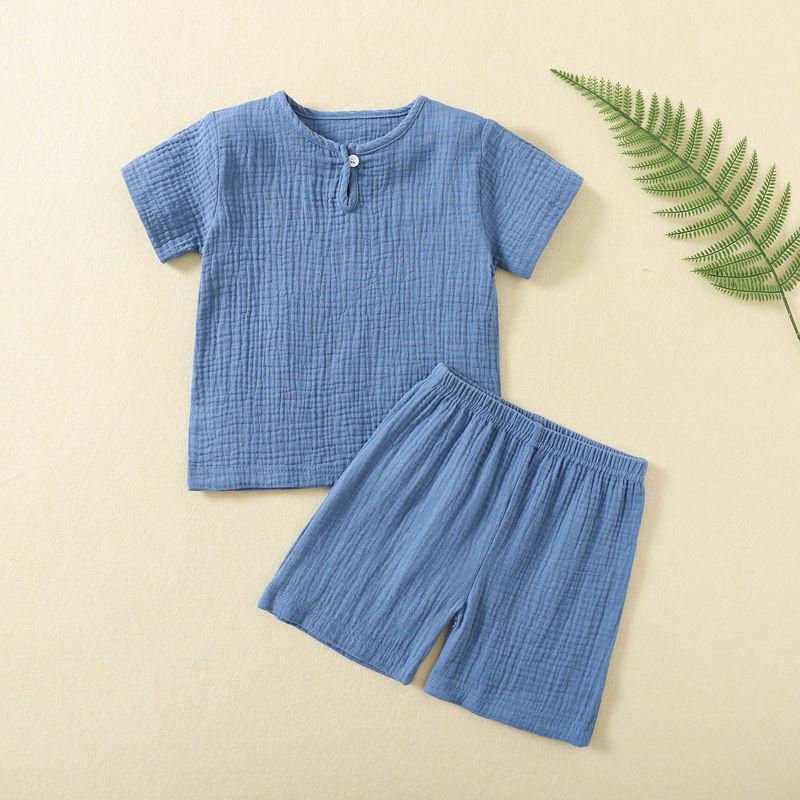 Children's Clothing Summer Men's Short Sleeved Top Shorts Women's Sleepwear Thin