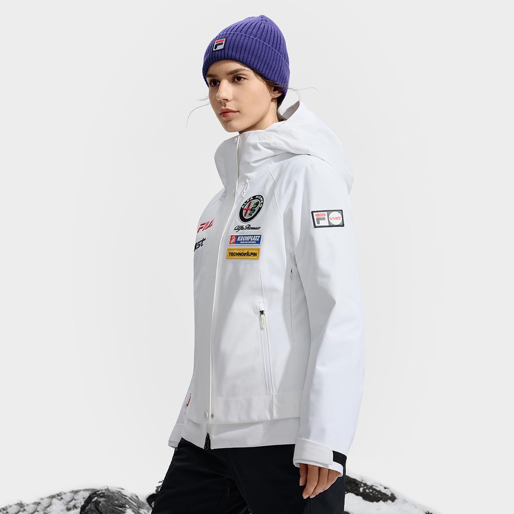 Fila Ski Series Fashionable Warm Waterproof Windproof Hooded Ski Jacket Women Jackets White A11W546916FWT