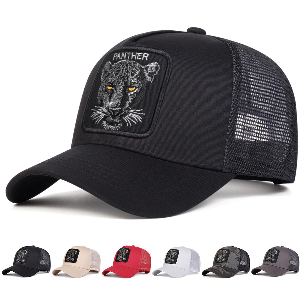 Unisex Panther Embroidery Baseball Net Caps Spring And Summer Outdoor Adjustable Casual Hats Sunscreen Hat