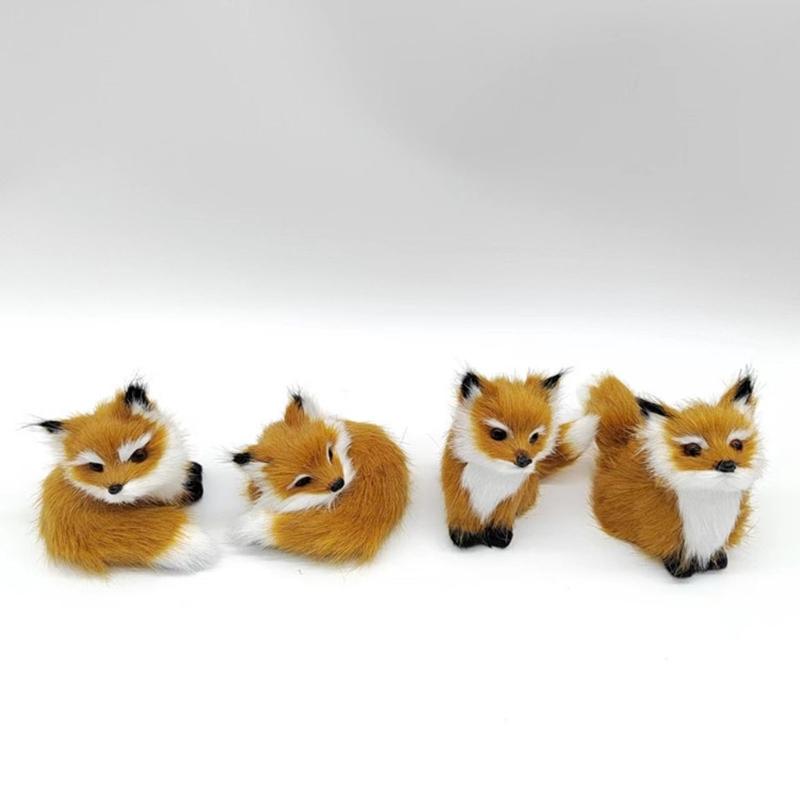 Faux Furs Foxes Ornament Lightweight Safe For Kids Room Office Party Decoration Animal Figurine Pendant