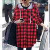 Women Fashion Casual Long Sleeve Plaid Hooded Cardigan Jacket Blouse Coat