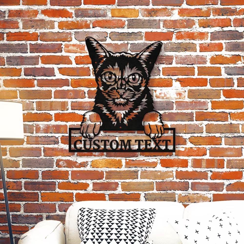 Abyssinian Cat Metal Wall Art Personalized Name Sign Home Decor