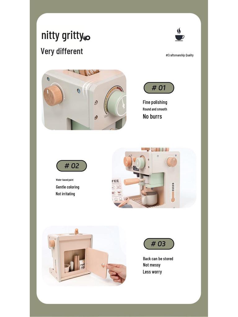 Kids' Wooden Coffee Maker & Afternoon Tea Play Set