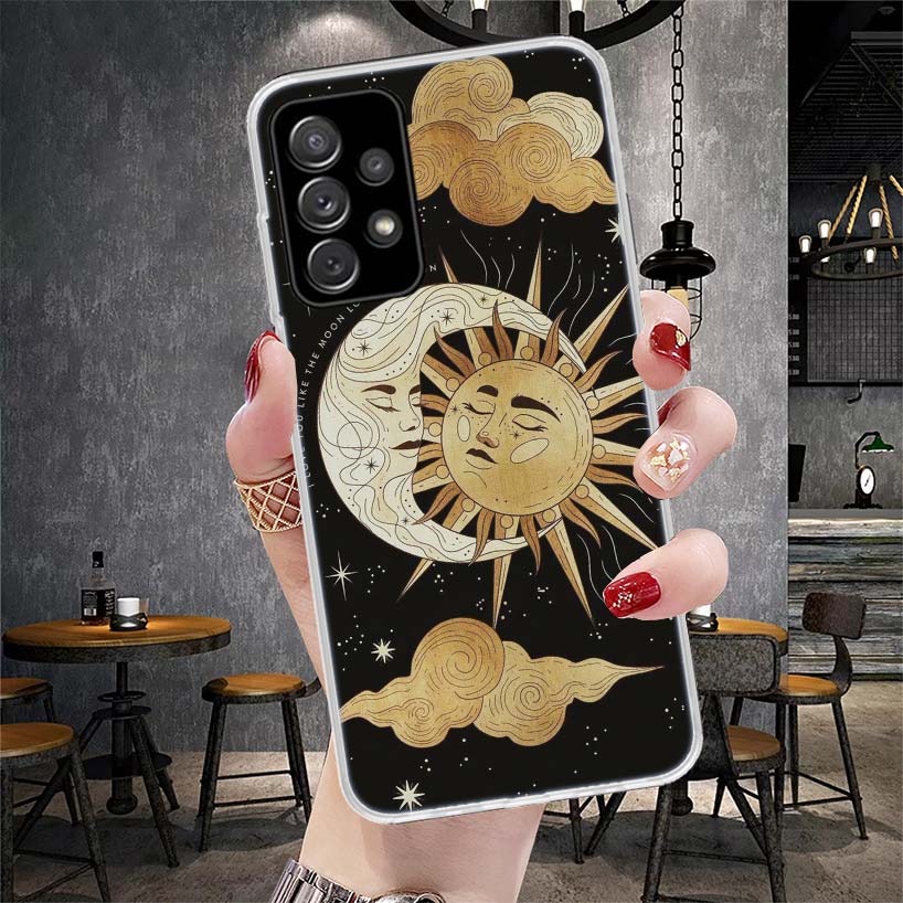 Funny Sun Moon Face Soft Phone Case For Samsung Galaxy A12 A22 A32 A52 A72 A02S A51 A50S A71 A70 A31 A20S Note 20 Ultra S10 A10S