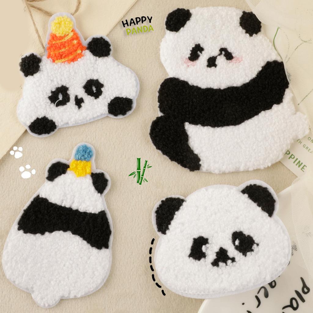 4PCS Lovely Panda Cloth Patches Easy To Apply And Remove Sewing On Applique Great For Creative Craft Project Supply
