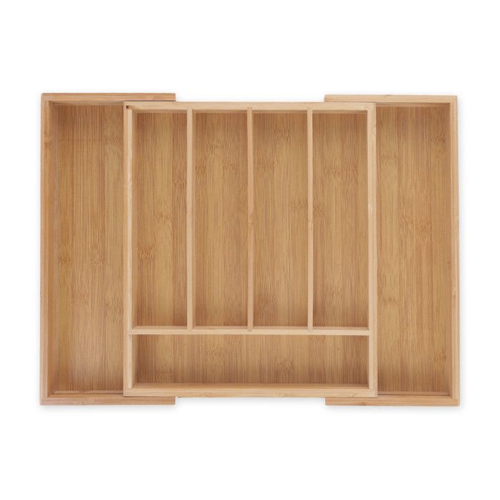 Range-Couverts - Relaxdays - 10016098 - Réglable en largeur - Bambou - 31-48,5 cm