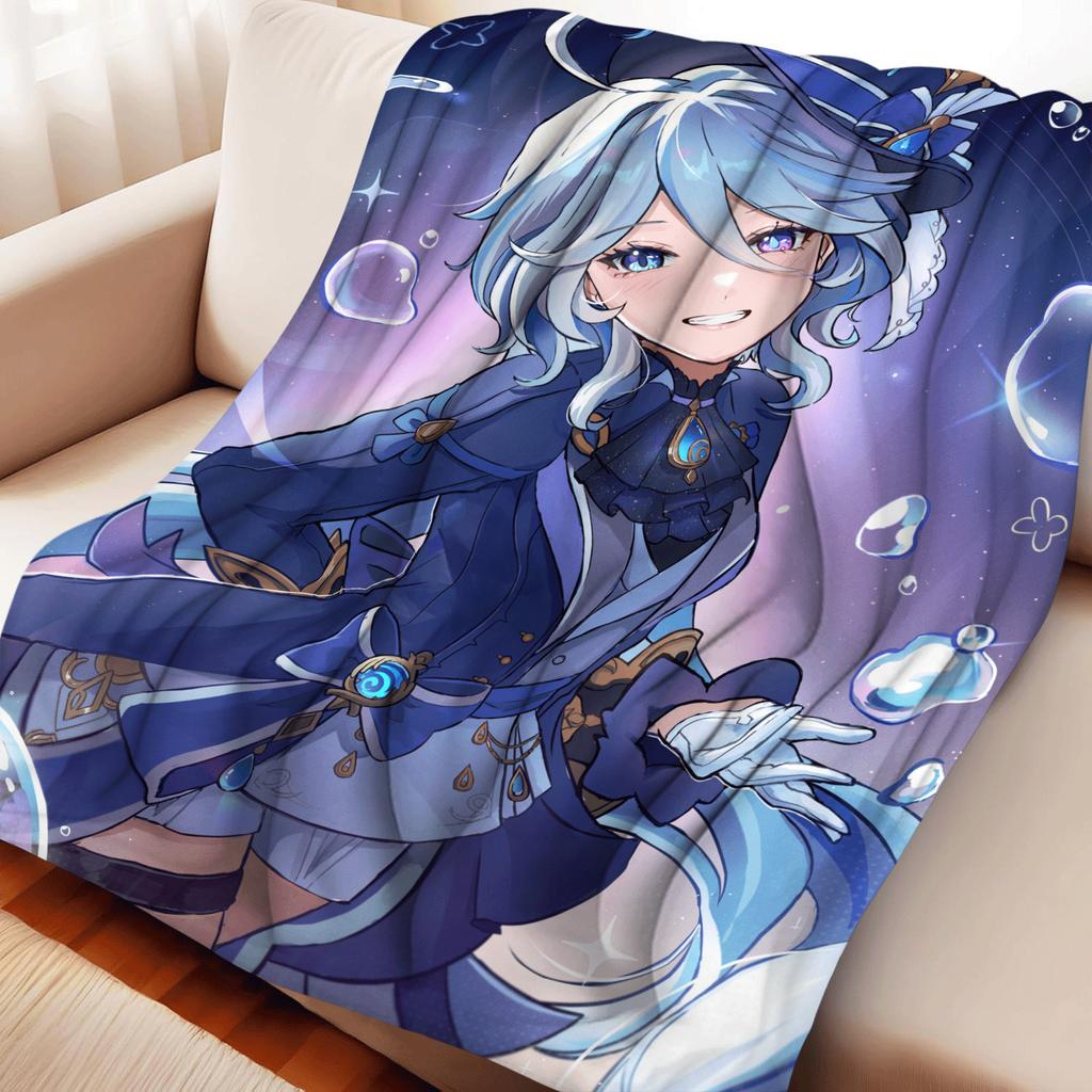 Game Genshin Impact Furina Flannel Blanket Warmth Soft Air Conditioning Otaku Blanket Multifunctional Decorative Blankets