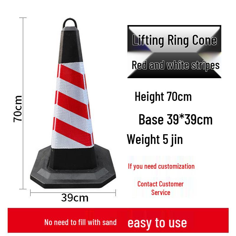 70cm Reflective Rubber and PVC Traffic Cone - No Parking Ice Cream Cone Design