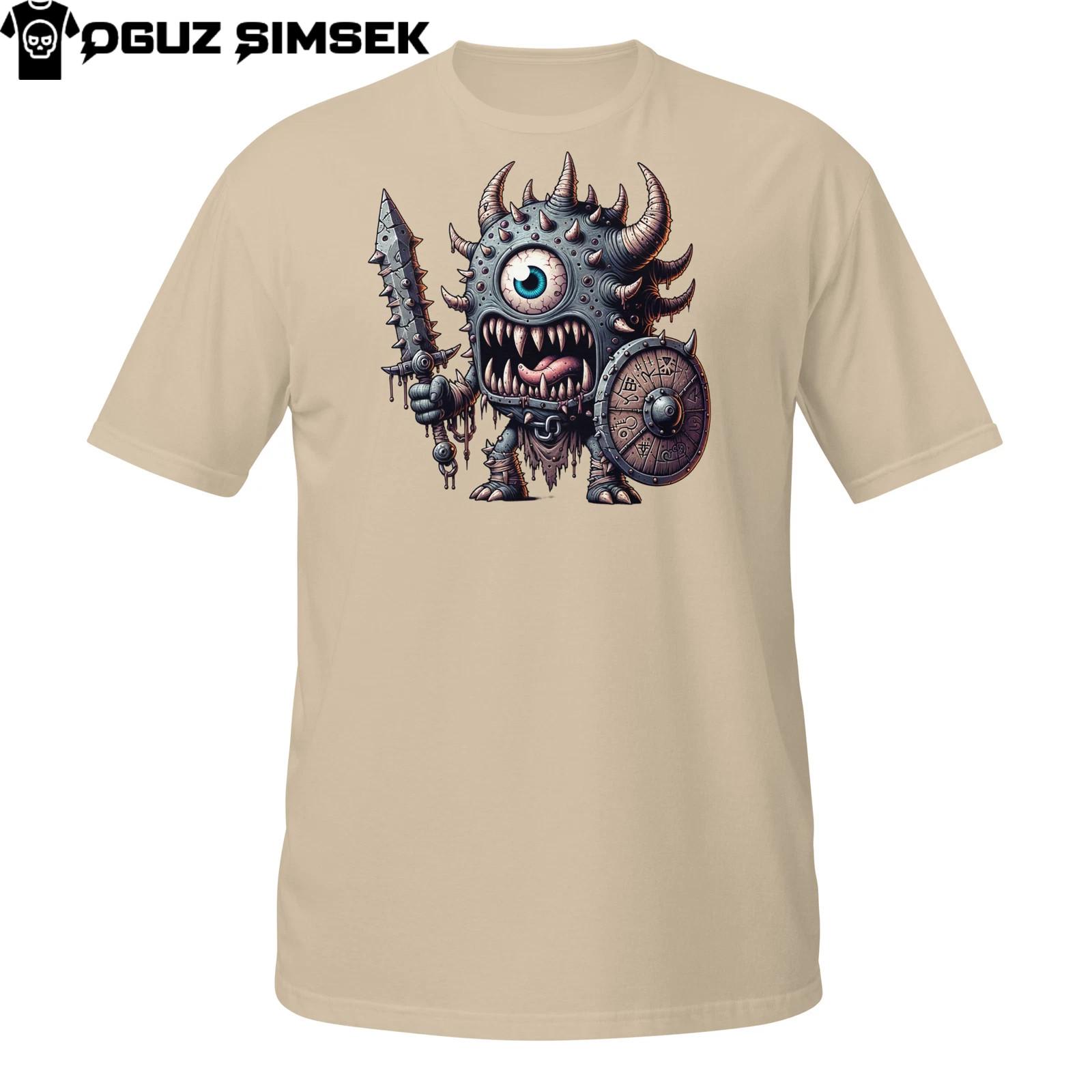 Cyclops Warrior Monster T-Shirt Mens Womens Tees Top | Spiked Gothic Armor | Dark Fantasy Battle Tee L