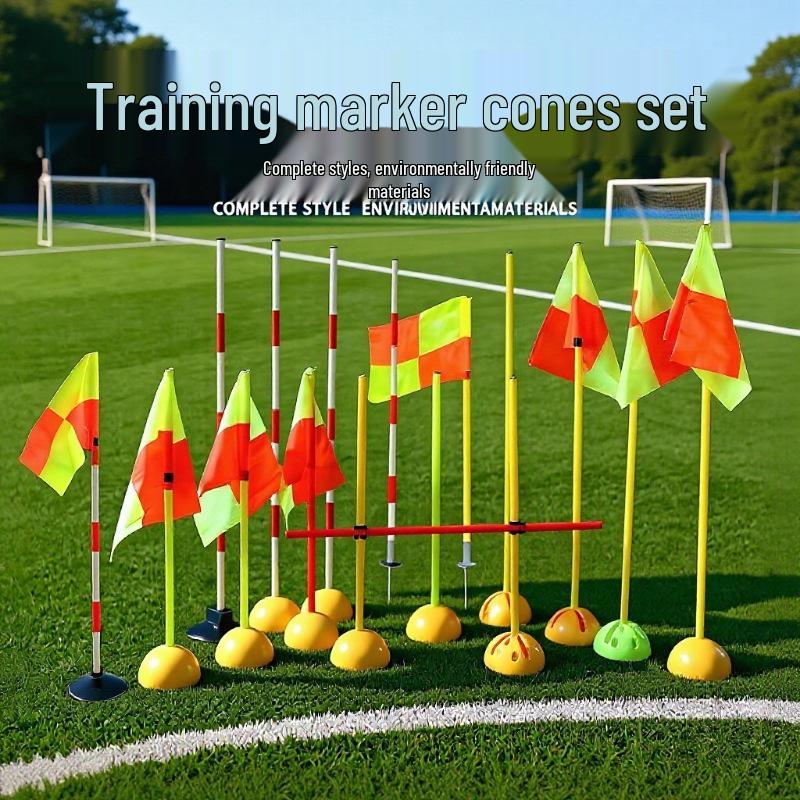 Corner Flag & Training Pole: Red/White for Sports & Dribbling Practice