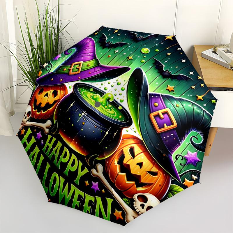 

1pc Halloween Cauldron Automatic Folding Umbrella. Portable collapsible design, Best birthday festival gift yy250924115