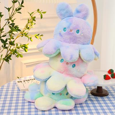 Doppelseitiges Oktopus-Kaninchen-Plüschtier, buntes Kaninchen, Oktopus-Puppe mit Klappgesicht