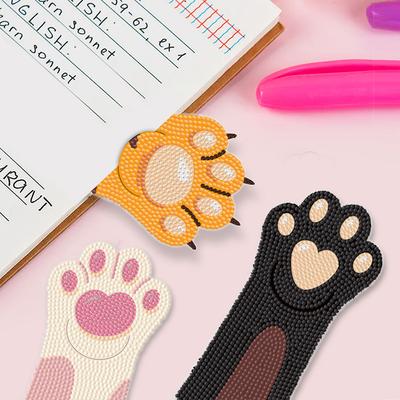 3Pcs Cat Patterns DIY Diamond Bookmark Art Projects Diamond Art Bookmark Diamond Painting Art Bookmarks for Reading Enthusiasts