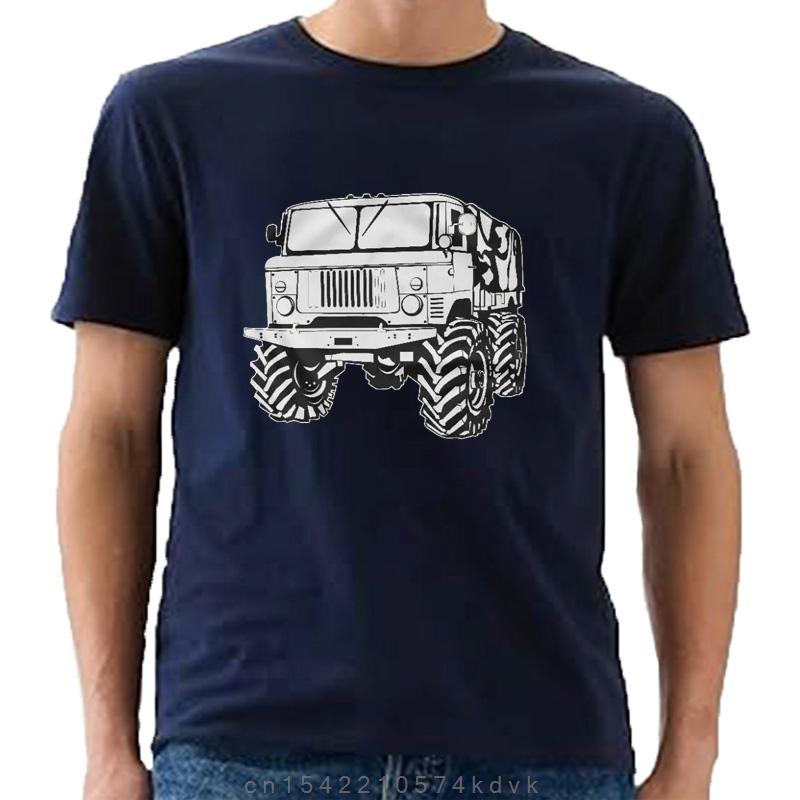 Russe Rétro Voiture GAZ-66 Hors Route Hommes T-shirt Court Casual 100% Coton Chemises Taille S-3XL