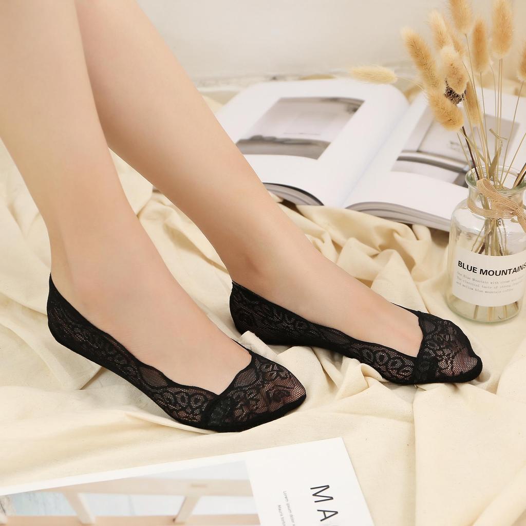 Women's Summer Peacock Feather Lace Anti-Slip Invisible Socks