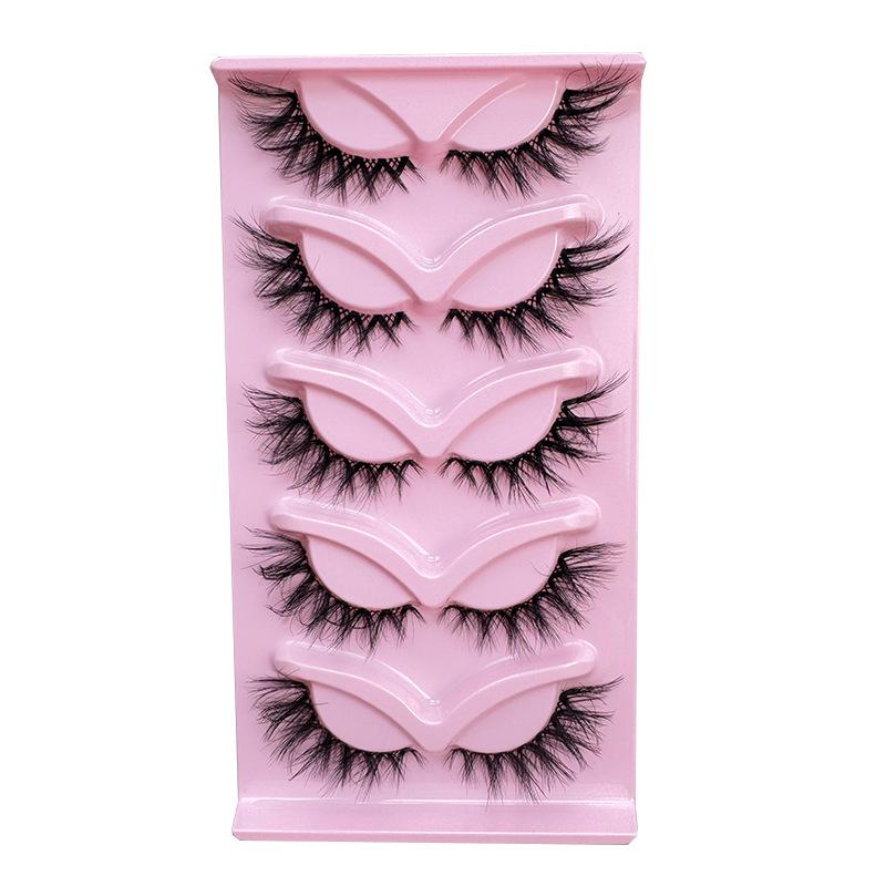 Charming and Sophisticated Fox-style Oblique Flying False Eyelashes, Half Eyelashes, Thick and Curly, Pack of Ten for Makeup