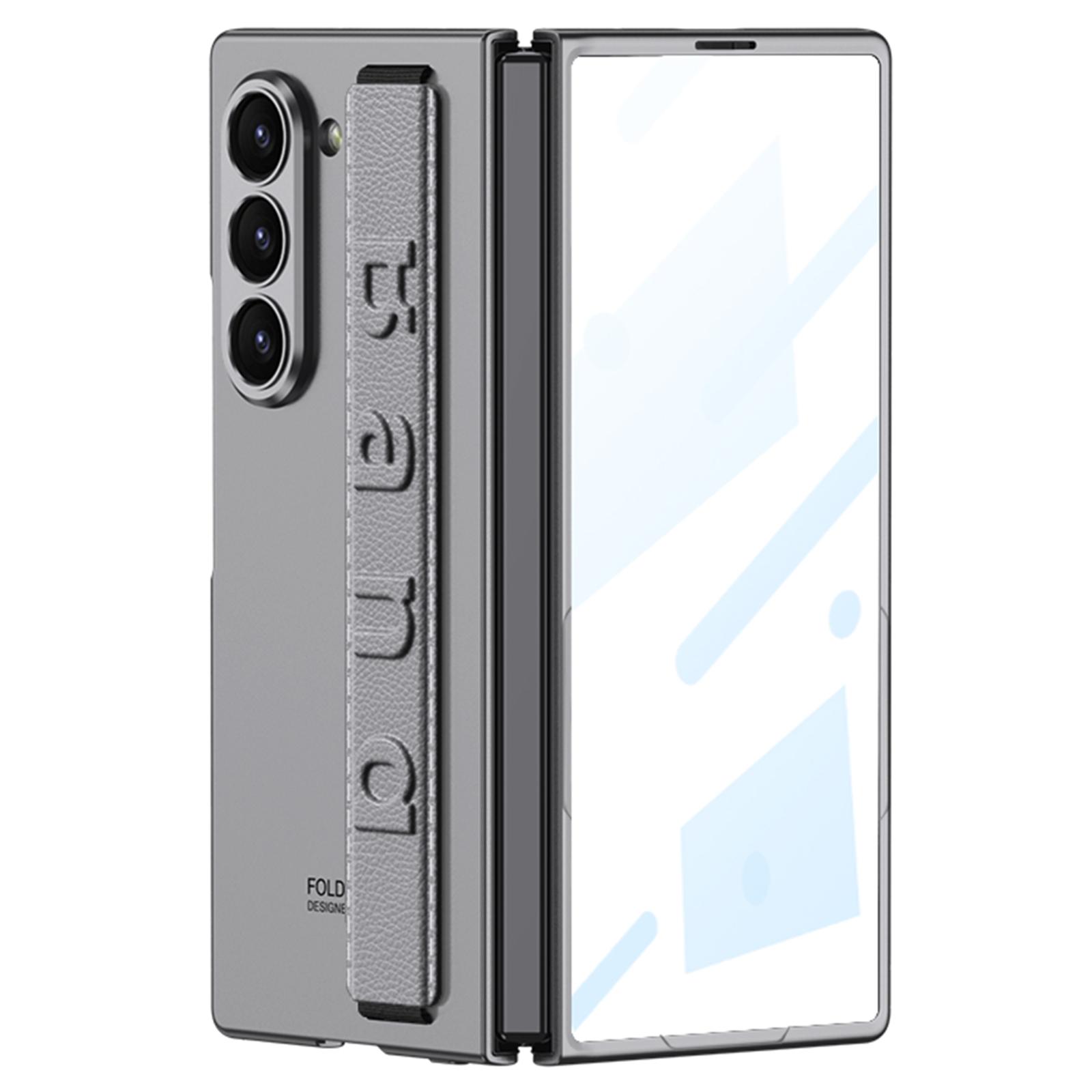 

GKK For Samsung Galaxy Z Fold7 5G Case Wristband Foldable PC Phone Cover with Front Screen Protector Grey
