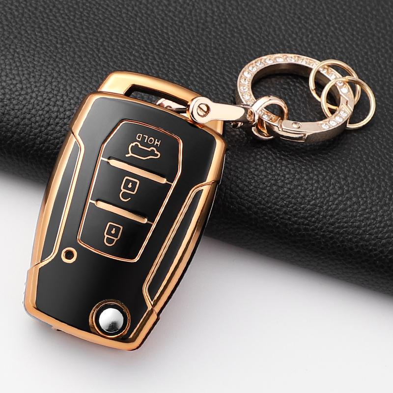 Soft Tpu Car Key Case Cover Shell For Ssangyong Kyron 2 Sanka Actyon Korando Tivoli 3 Buttons Smart Keyless Keychain Accessories