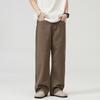 Pantaloni Bărbați Culoare Solidă Drepți cu Picior Larg Stil Retro cu Buzunare cu Fermoar