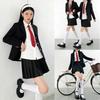 High School Girl Uniform Cosplay Student Uniform JK Uniform Set Headband Blazer Skirt School Fashion Graduation Suit Anime Halloween Cosplay Event