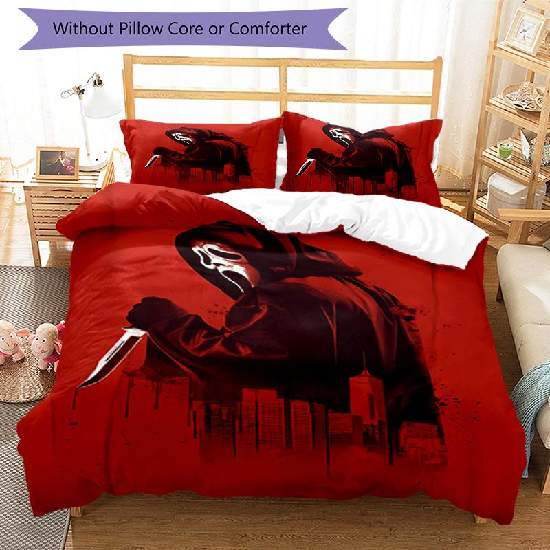 3pcs Halloween horror Bedding Set Duvet Cover Closure Includes 1 Duvet Cover & 2 Pillowcases, Soft and Comfortable for All Seasons.