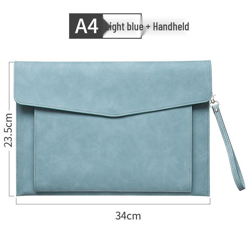Large Capacity Leather A4 Conference File and Receipt Bag