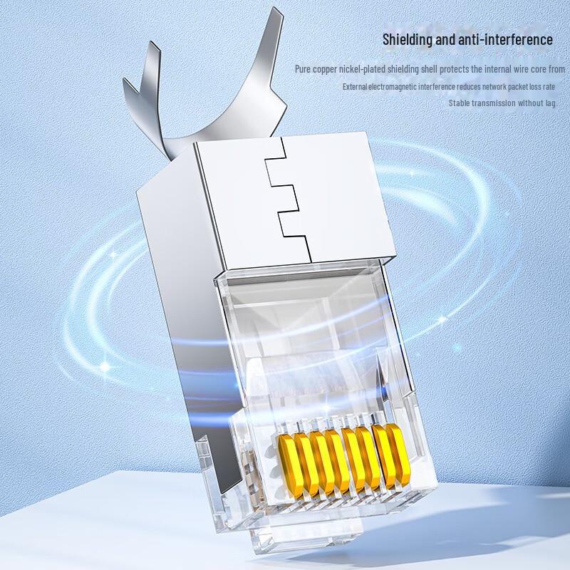 Shanze Zweiteiliger Kristallkopf: Cat 6A, Cat 7, Cat 8, Kupfergehäuse, Geschirmter CAT7 RJ45, 10G