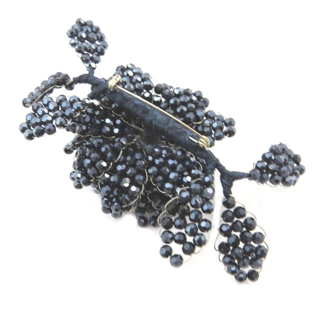 Lily-Crystal [P4414] - Broche artisanale 'Callas' gris - 12x6 cm