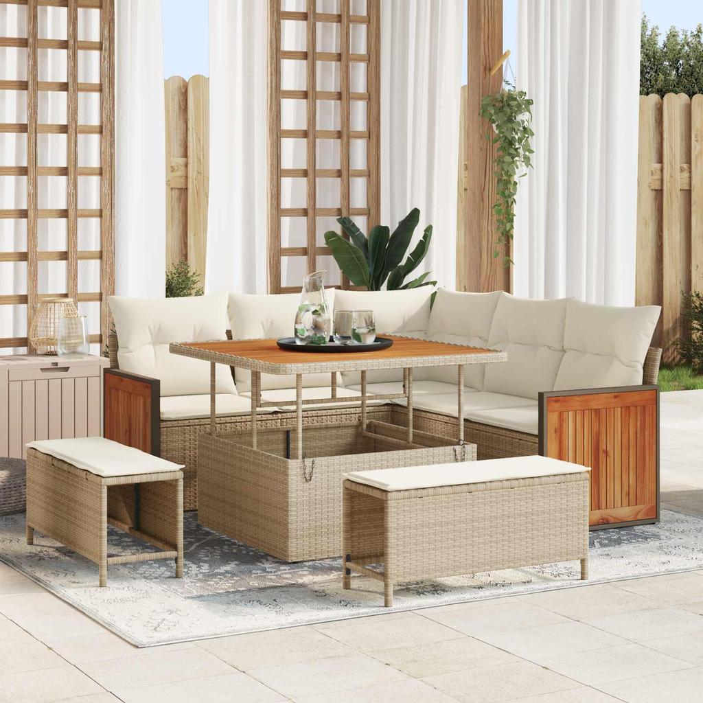 Garden Sofa Set with Cushions 8 pcs Beige and Cream