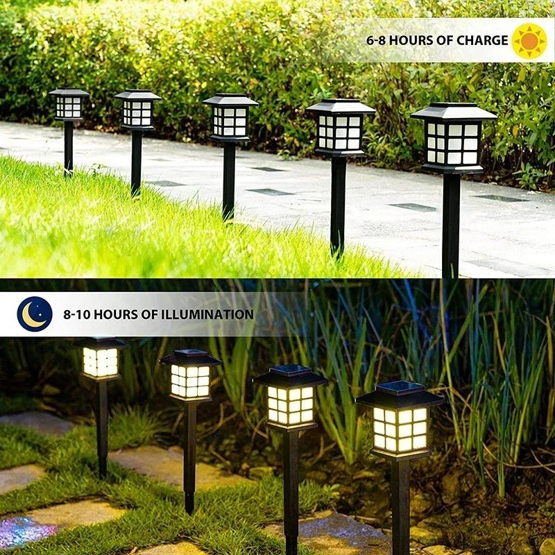 2er-Pack Solar-Rasenleuchten für den Außenbereich Retro Kleine Hauslampe Hof Gartendekoration Kleine Nacht-LED Eingesetzte Kleine Palastleuchten