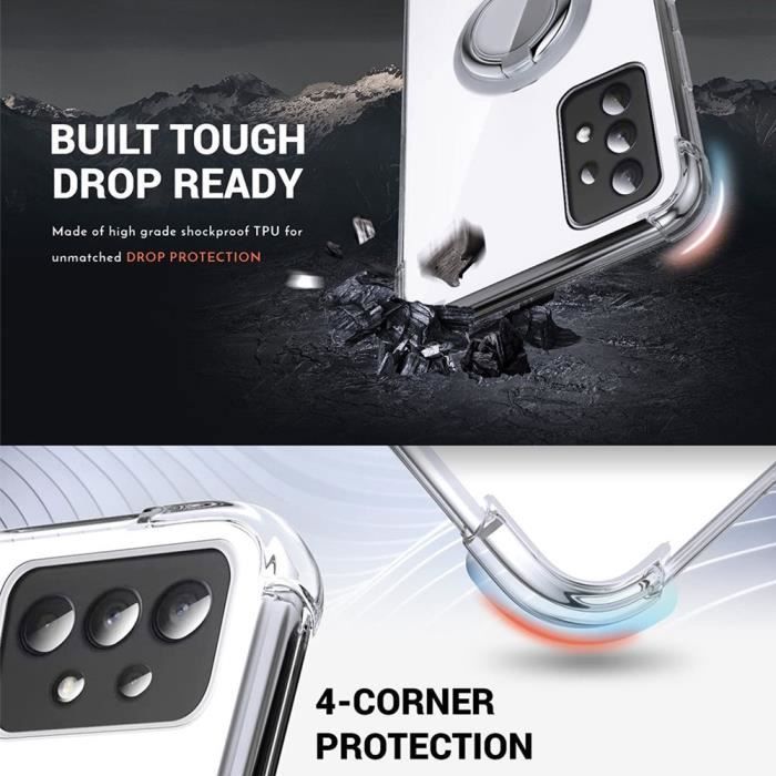 Coque - Booling - pour Samsung Galaxy A35 5G - Silicone - Anneau 360° - Protection Antichoc