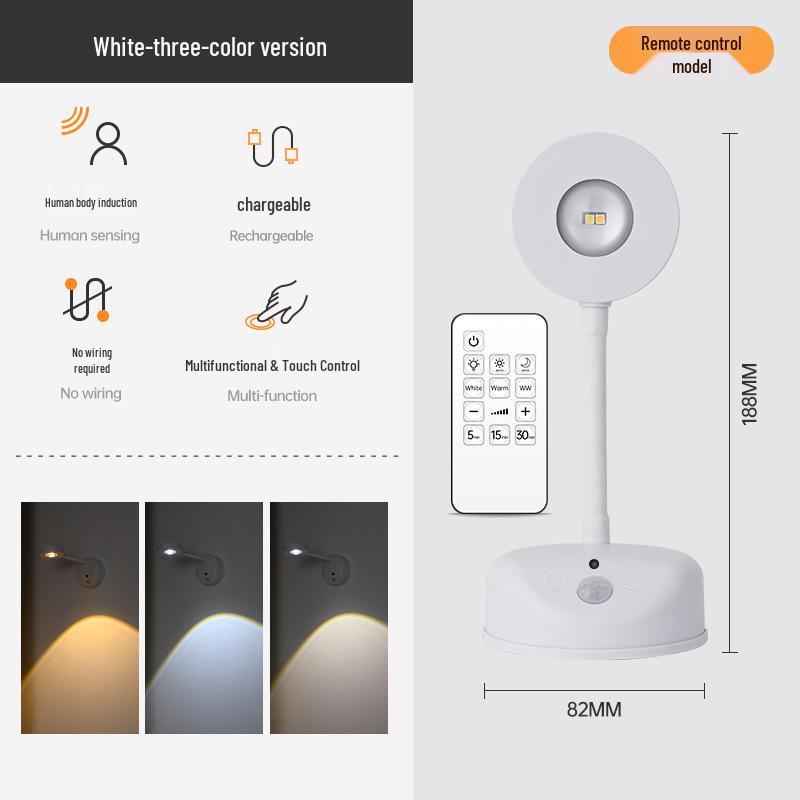 Smart LED Induction Wall Spotlight with Remote Control