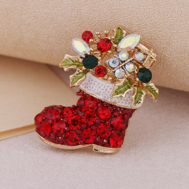 Christmas Rhinestone Christmas Tree Brooches For Women Unisex Botanical Deer Pin Office Party Friend Gifts Jewelry Accessories
