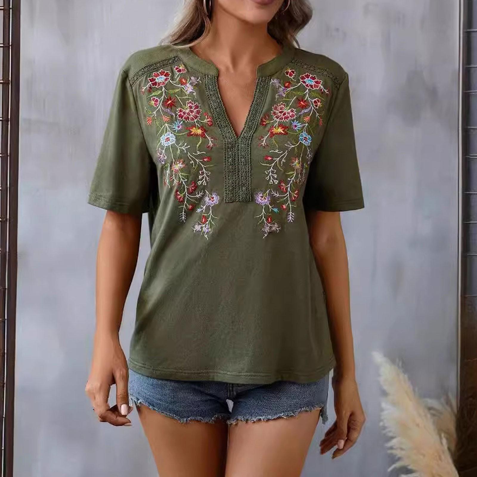 

Новая модная женская футболка с тысячеигольной вышивкой и кружевным топом XL