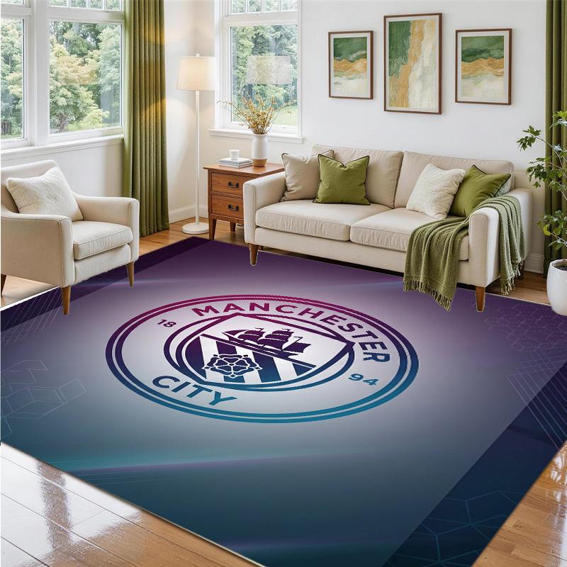 Manchester City Design Crystal Velvet Rug Soft Decorative Mat for Bedroom Entrance