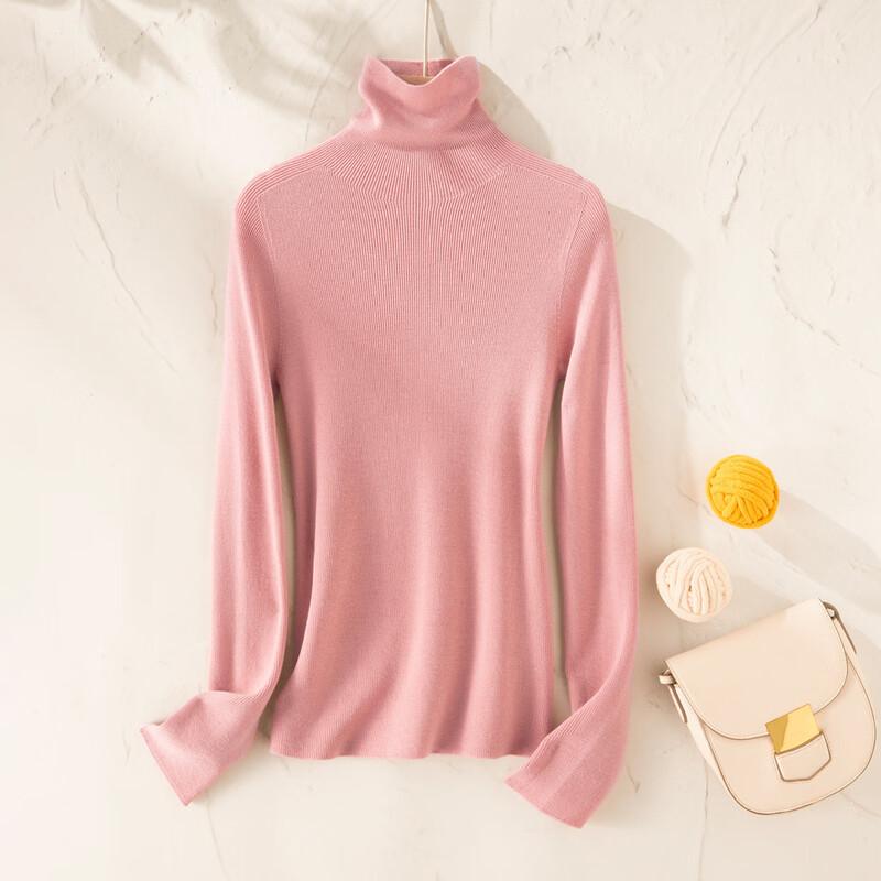 

TUHUANG Women s 60-Count Pure Wool Seamless High-Neck Sweater L