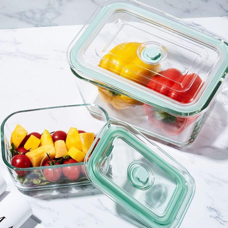 Rechteckige Glas-Lunchbox mit Deckel - Großes Fassungsvermögen, Mikrowellengeeignet, Hochwertiger Aufbewahrungsbehälter