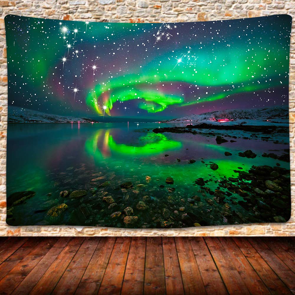 Night Sky Northern Lights Pattern Art Tapestry Home Decor Living Room Bedroom Festive Decor Accessories Background Wall Covering