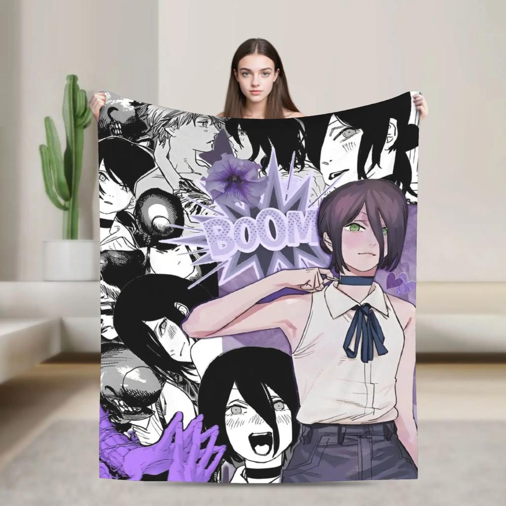 ChainsawsMan Reze Fleece Blanket Soft Warm Anime Movie Throw Blanket for Home Living Room Dorm Gift