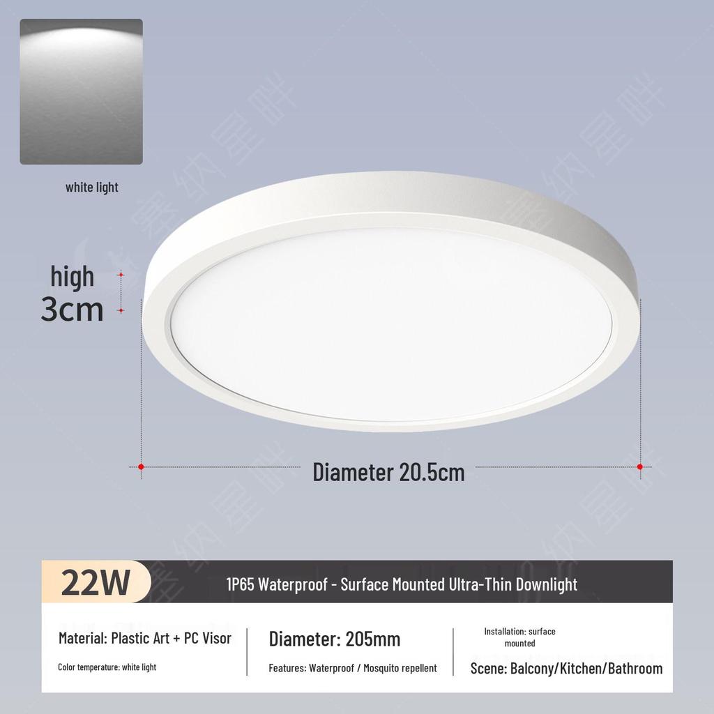Waterproof LED Ceiling Light for Kitchen, Bathroom, and Outdoor Areas