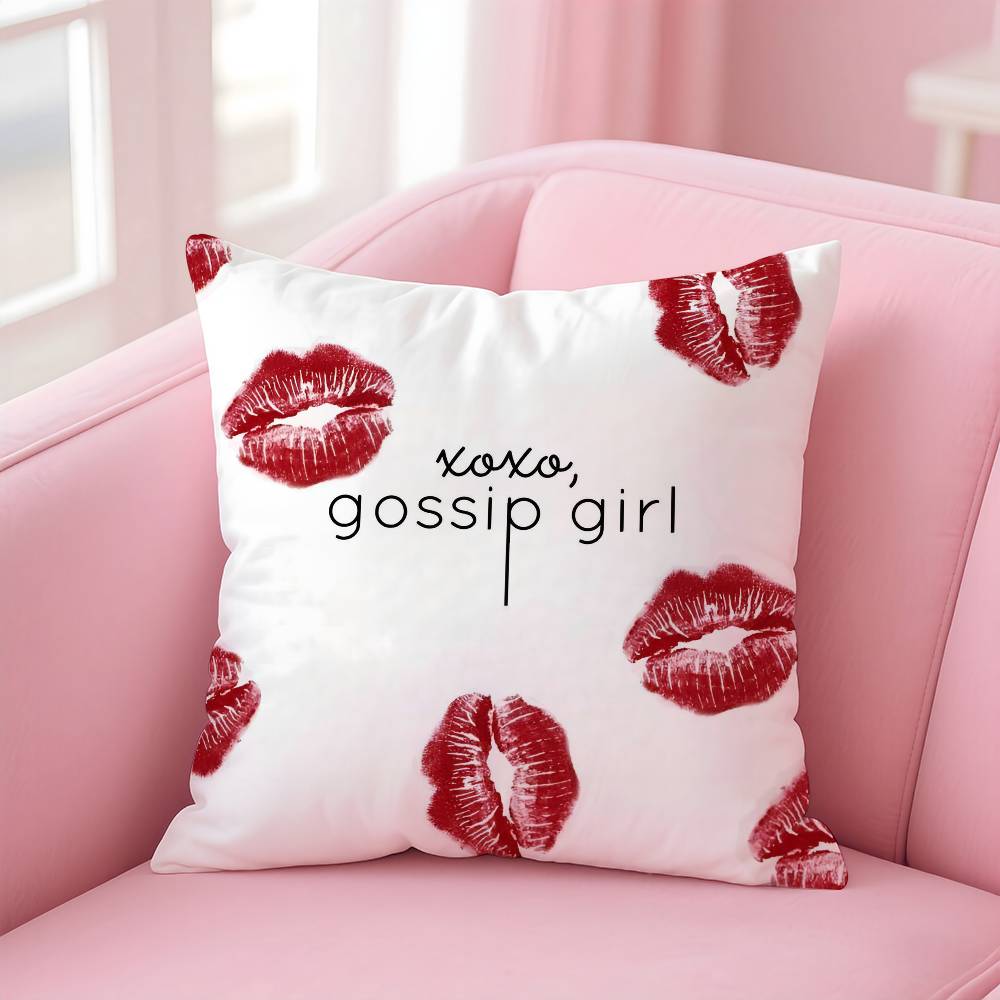 Classic Movie G-Gossip Girls Pillow Case Anti-Dustmite Pillowcase Invisible Zipper Silky Short Plush Sofa Cushion Cover